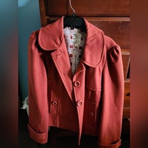 Tulle rust colored wool blend coat size L